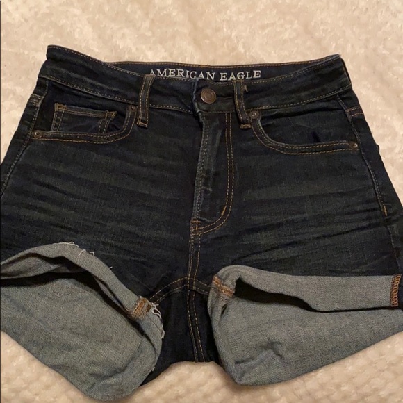 Dark stretchy denim shorts - Picture 1 of 2